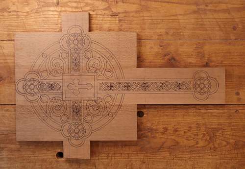 Reliquary laid out and ready for cutting