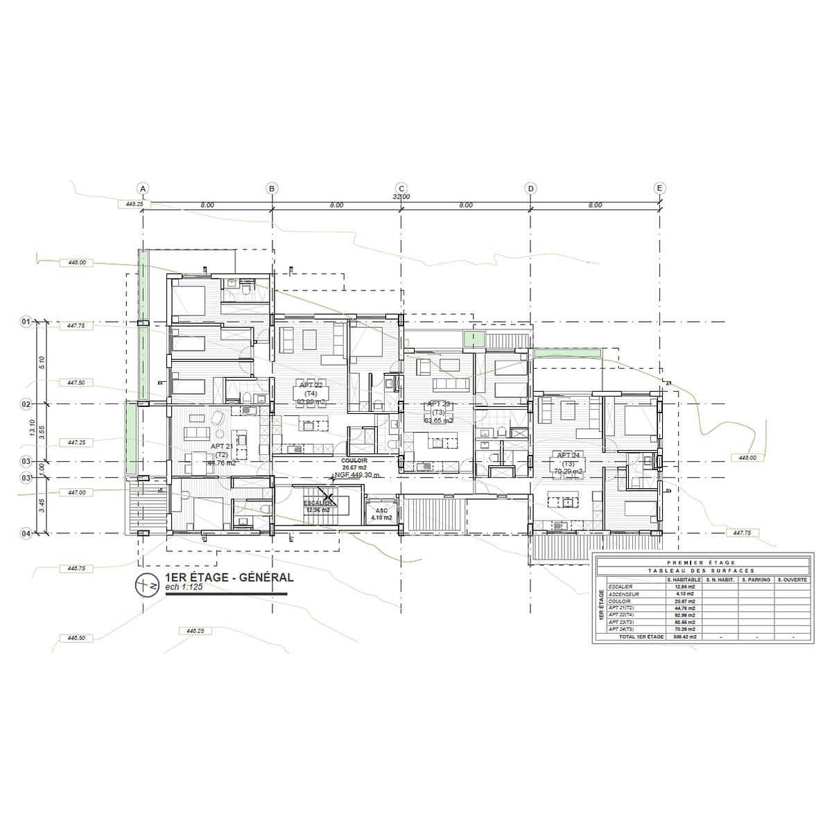 planta arquitect&oacute;nica edificio multifamiliar distribuci&oacute;n apartamentos