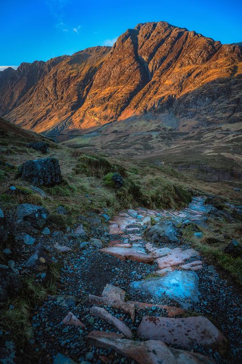 Mountains, trail,  Lost Valley, Three Sisters, Bidean Nam Bian, Highlands, Scotland, Glencoe, clouds, storm, rain, gloomy, moody, winter, spring, dark, sky, mor, Aonach Eagach, ridge, hike, adventure, nature, landscape, United Kingdom, UK,