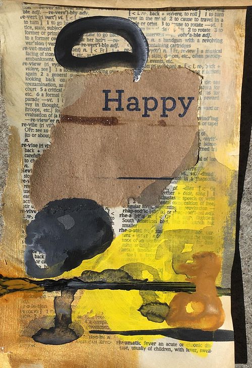 Ephemera 6 of 12, 2017, Acrylic, watercolor, collage, oil pastel, ink, and colored pencil on paper, 7"x4"