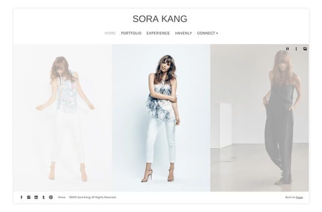 Strona internetowa portfolio modelek Sora Kang