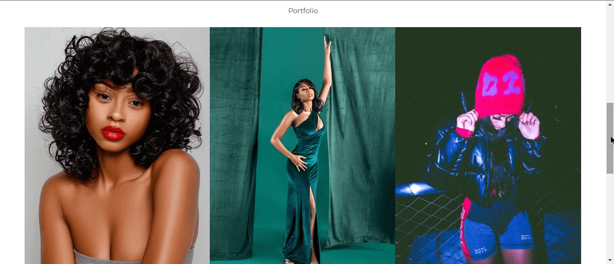 Obraz strony internetowej portfolio modelek Simone Smith