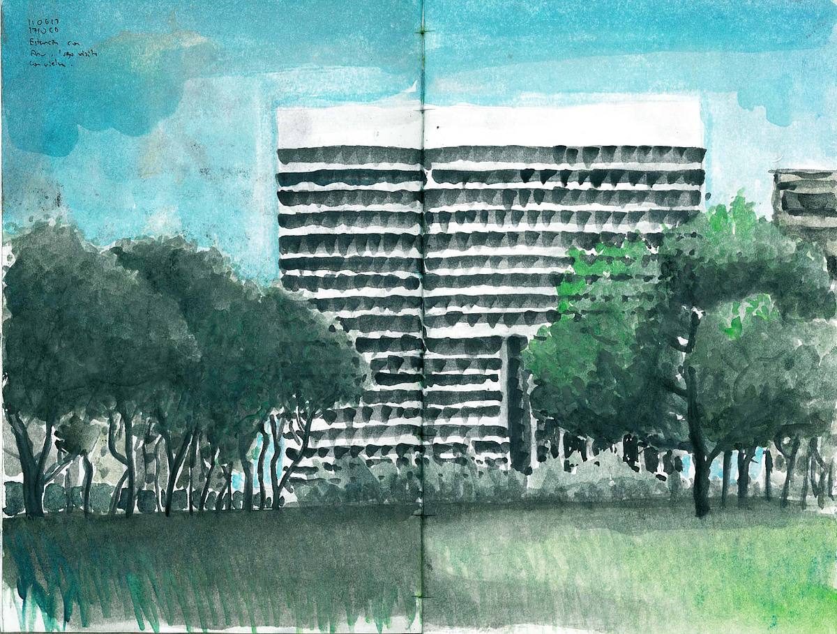 altamira building watercolor architecture caracas