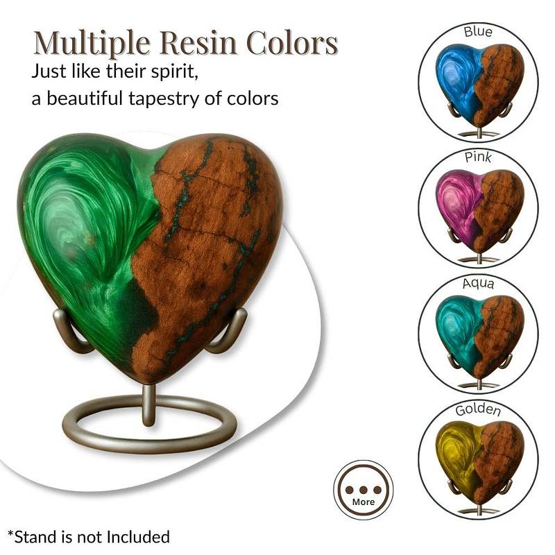 Heart Shape Small Wood Keepsake Urn | Wood mixed with Epoxy Resin