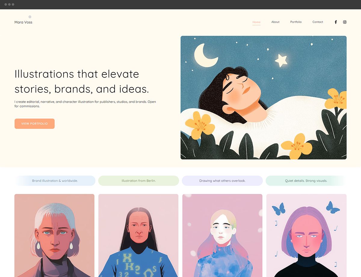 Artist portfolio website template