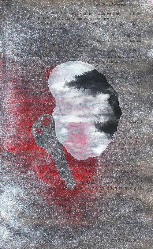 Ephemera 3 of 12, 2017, Acrylic, watercolor, collage, oil pastel, ink, and colored pencil on paper, 7"x4"