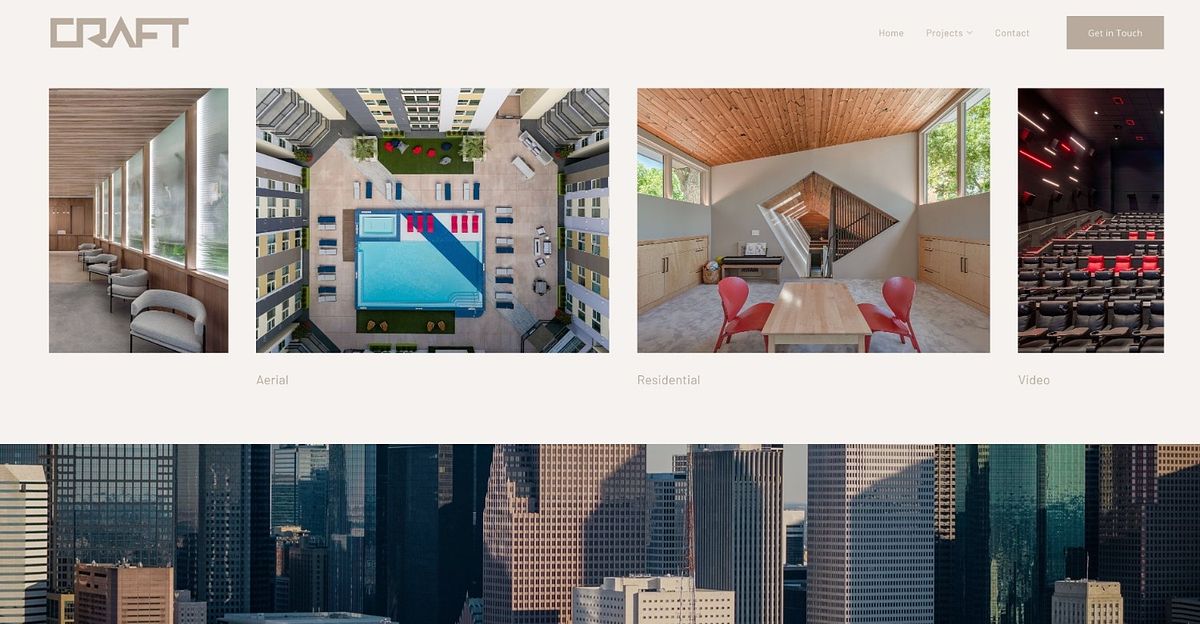 Веб-сайт-портфолио архитектурной фотографии Майкла Крафта