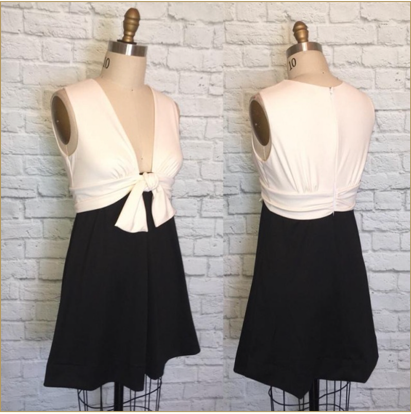 Sharon Tate Two Tone Tie Front Mini Dress