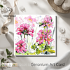 Pink Geranium | Botanical Art Card | Watercolour Original Illustration | Square | with Envelope