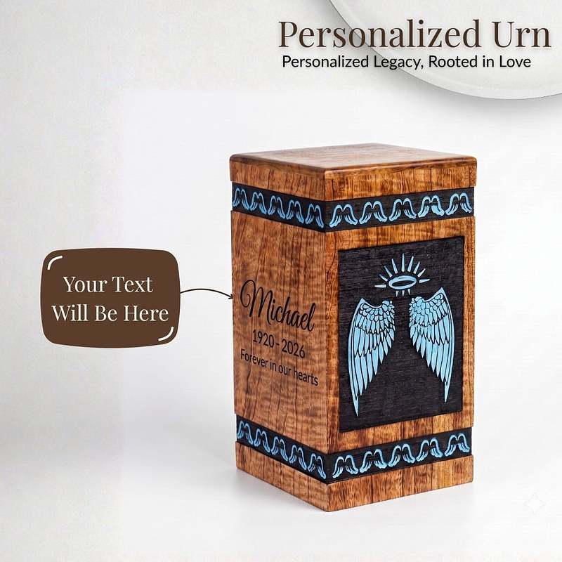 Wings Of Life Wood Urn Box