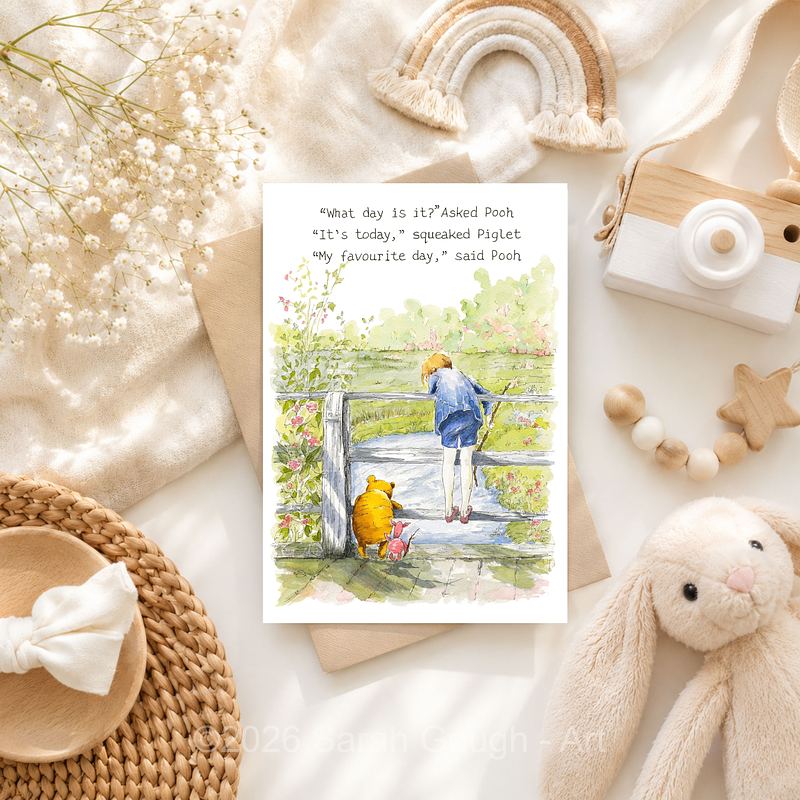 My Favourite Day | Winnie the Pooh, Christopher Robin & Piglet | Art Card