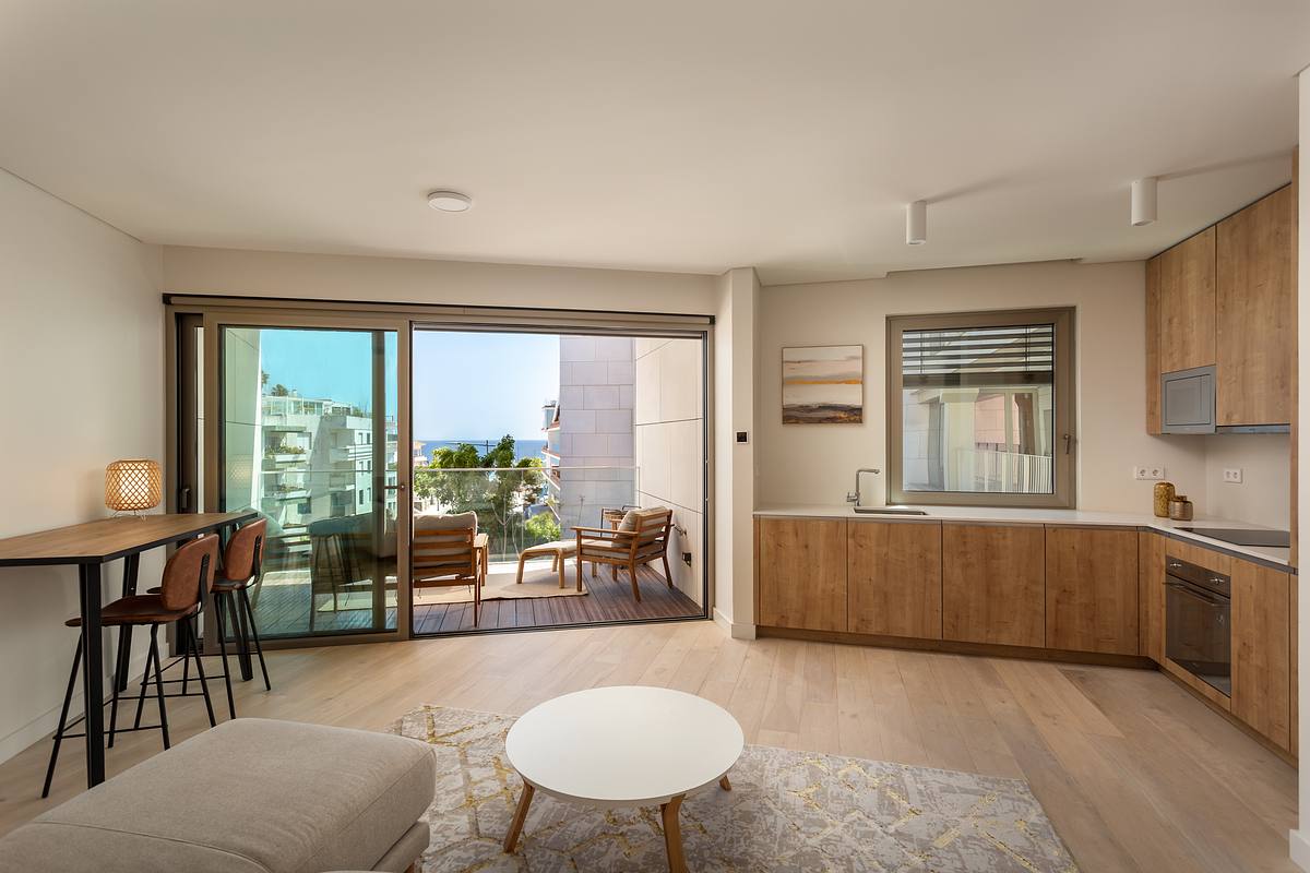 Fotografia imobili&aacute;ria de T1 de luxo com vista mar no Atlantic 