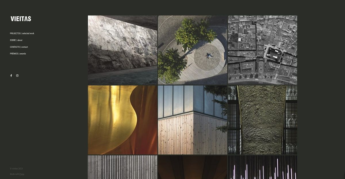Paulo Vieitas portfolio, dark background with a condensed wordmark and edge-to-edge image grid, Lisbon Portugal