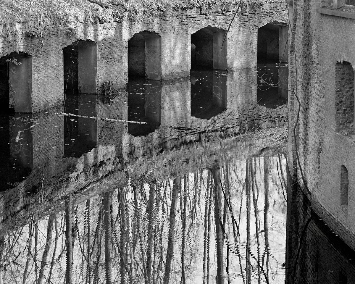 A flooded "dry" moat at Fort VI