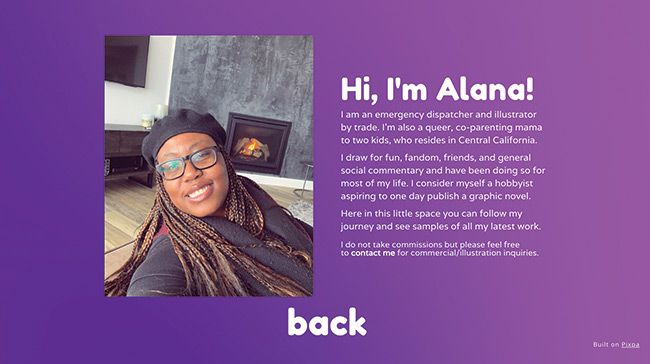 Illustrator Alana Dickens&rsquo;s About Me Page