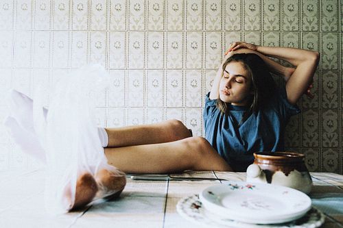 Model posing in cinematic fashion editorial photography