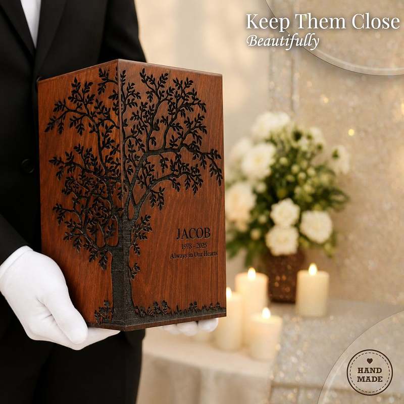 Tree of Life Personalized Wooden Urn for Ashes