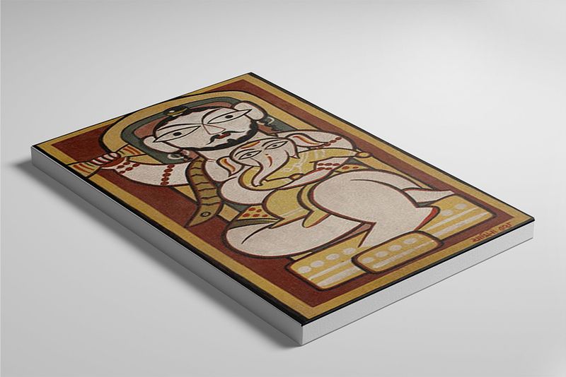 Mahadeva – Lord Shiva with Ganesha in Jamini Roy’s Folk Art Style