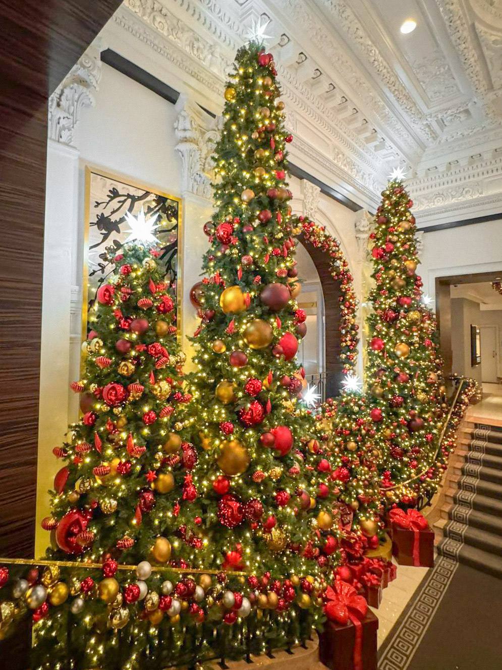 luxury christmas lobby the peninsula new york elegant christmas trees