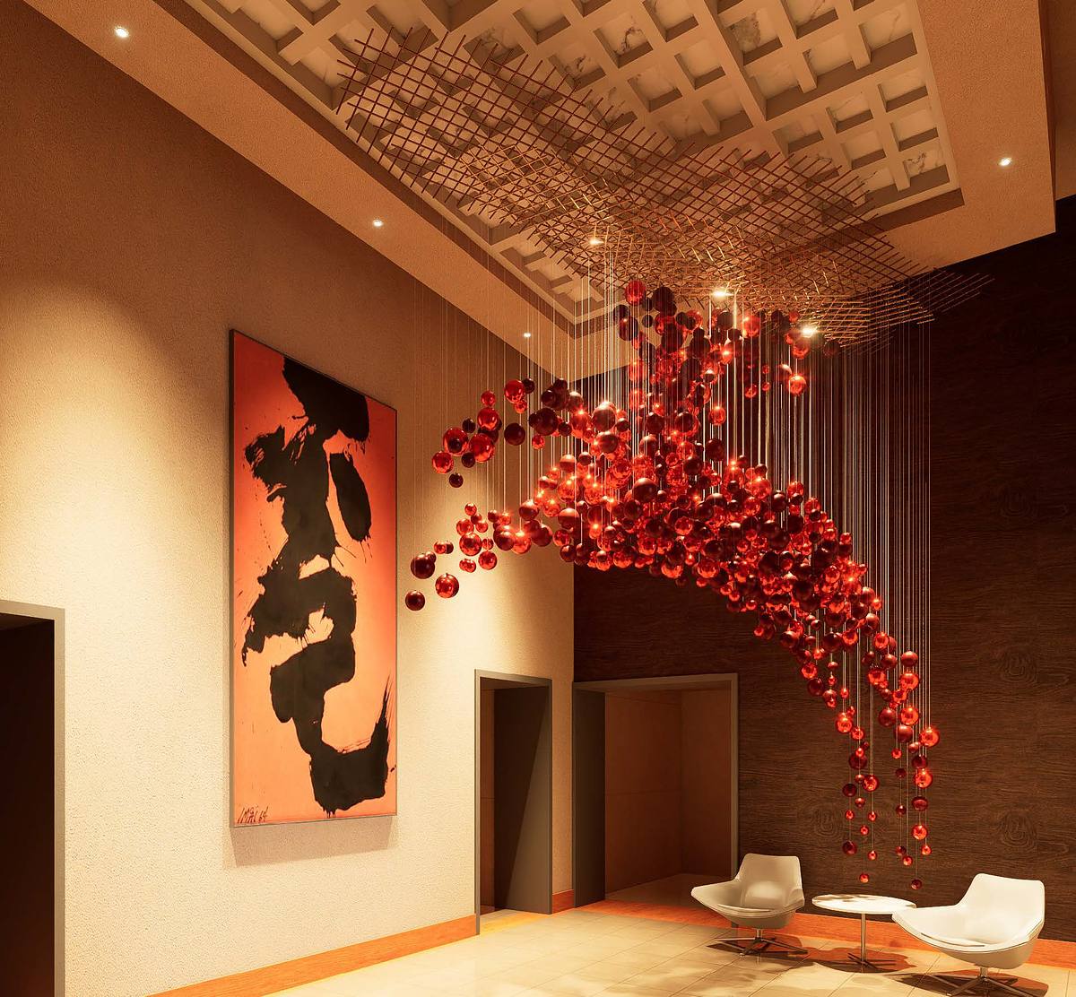 render hanging reindeer sculpture luxury christmas installation