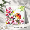 Robin and Spring Blossom | Spring Art Card | Watercolour | with Envelope