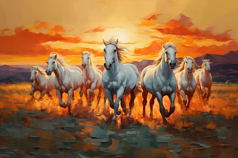 The Seven White Horses – A Vastu Shastra Blessing in Motion