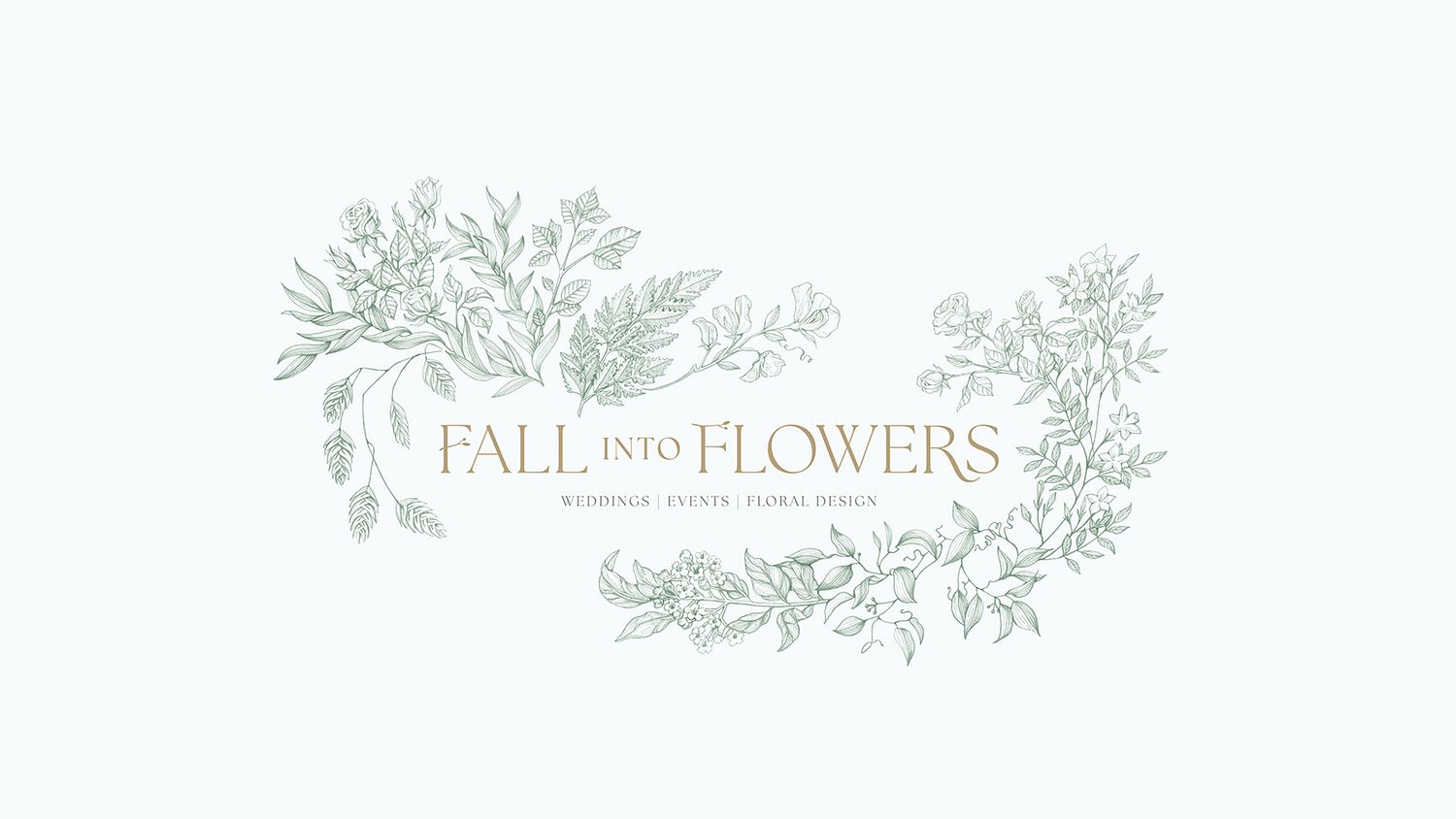 organic hand illustrated logo for florist Fall into Flowers