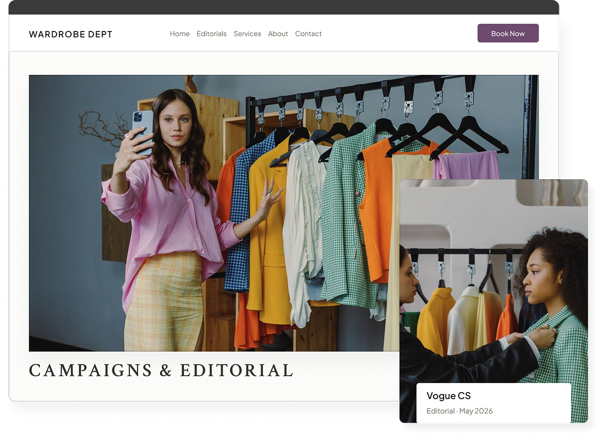Fashion stylist portfolio layouts and examples