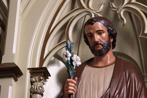 Restored statue of St Joseph for Holy Trinity Catholic Church in Somerset, Ohio.
