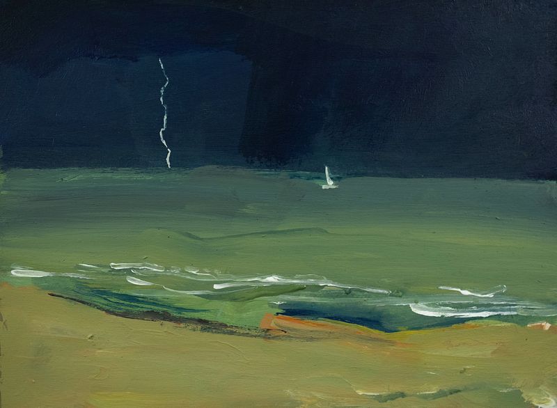 Lightning over the sea