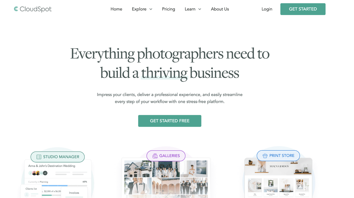 CloudSpot homepage