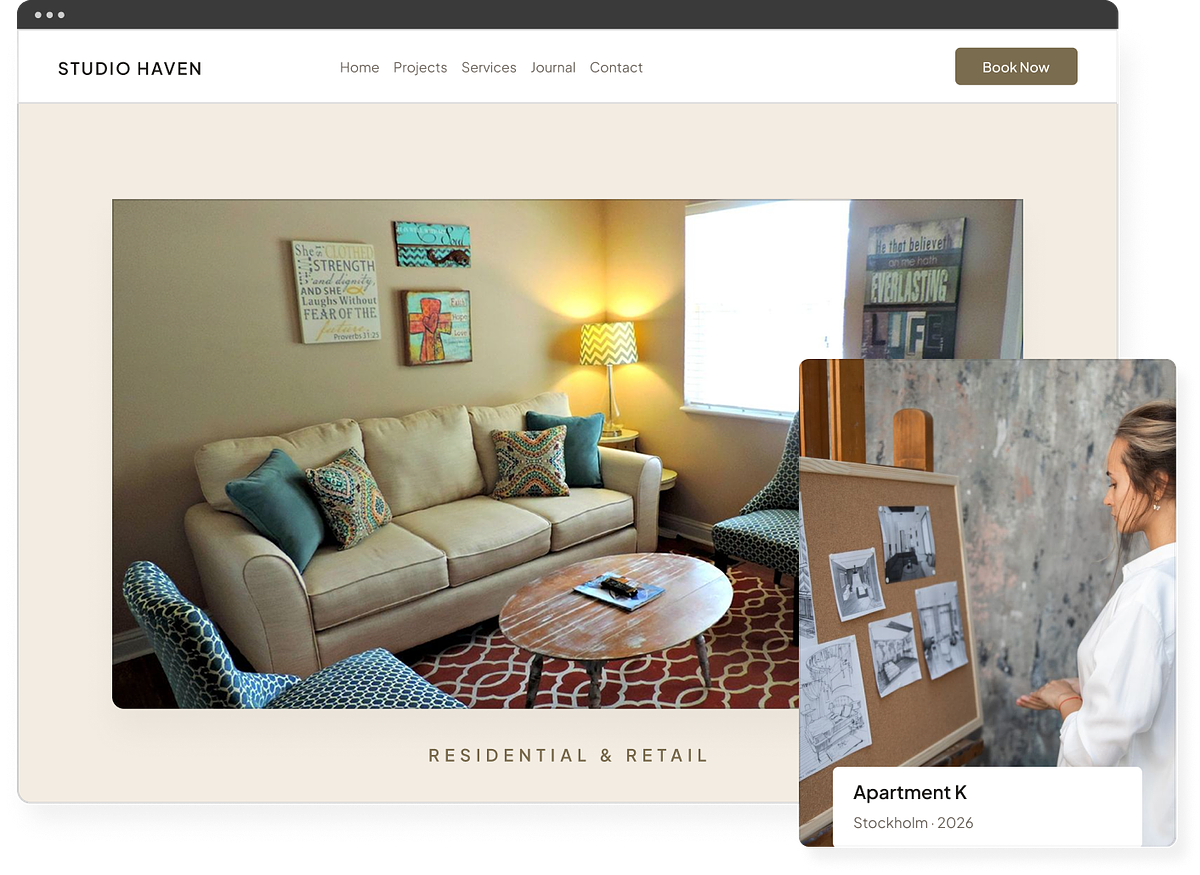 An interior design portfolio on its own domain