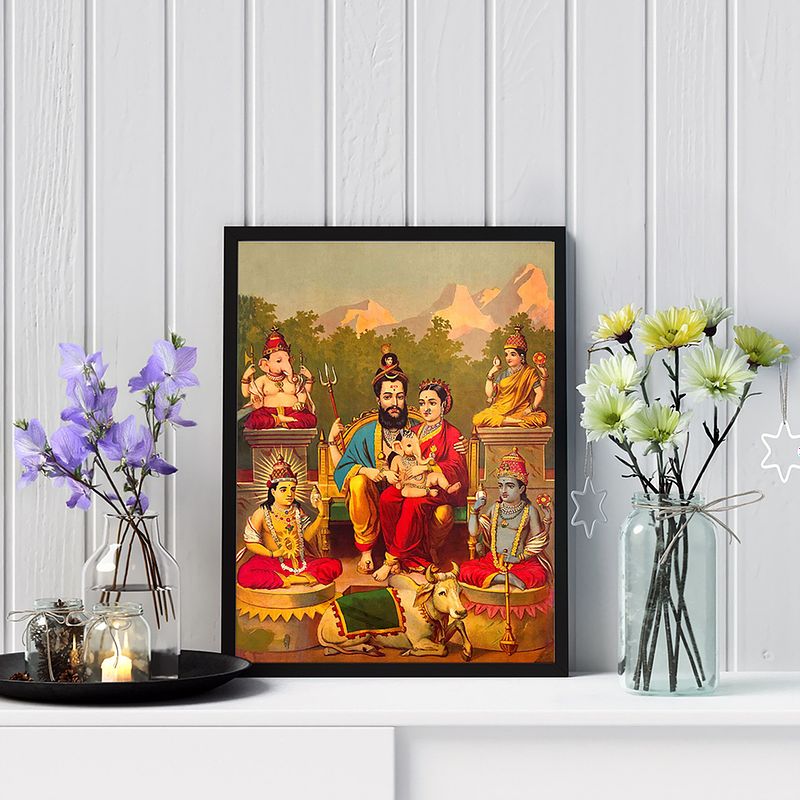 Mahadev Parvati – A Divine Family Portrait by Raja Ravi Varma