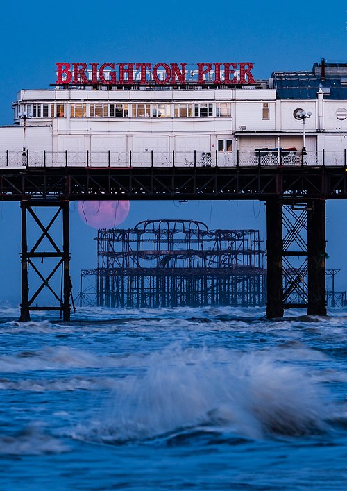 Brighton Pier West Pier Moon Photo