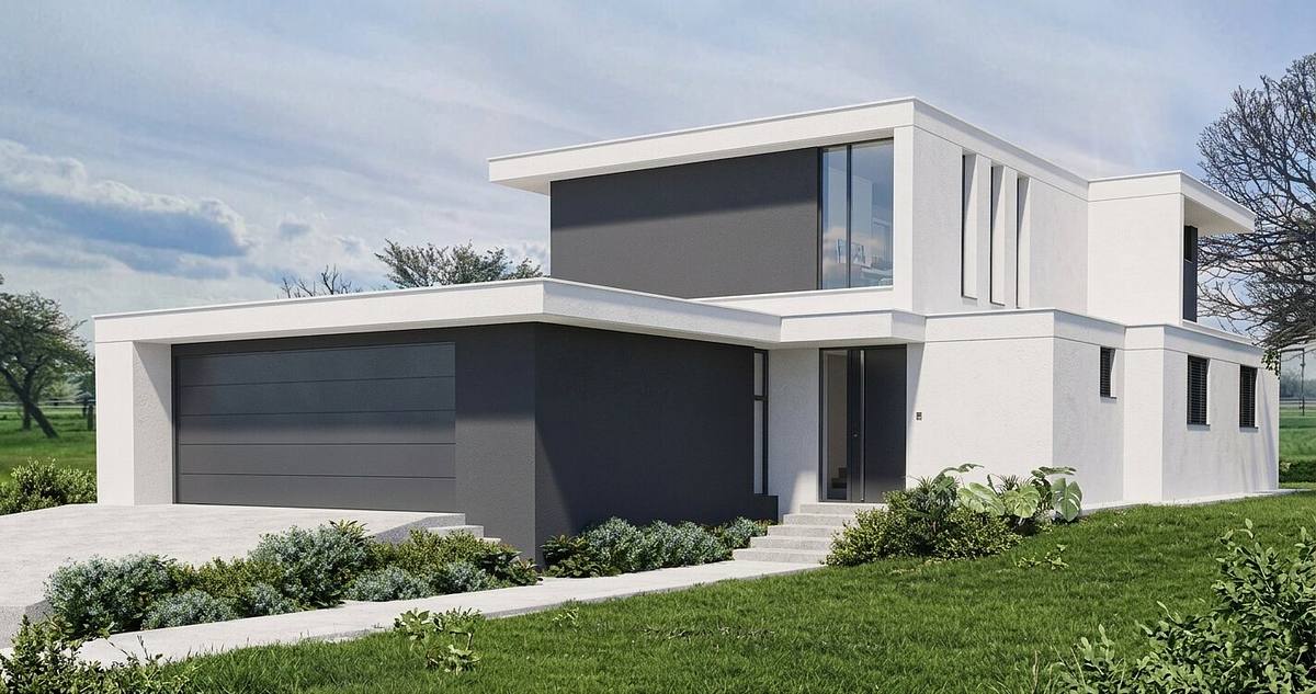 render exterior casa prefabricada Francia arquitectura moderna vivienda