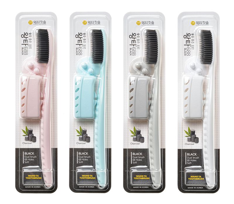 WANGTA Charcoal Double Size Toothbrush - 1 pcs