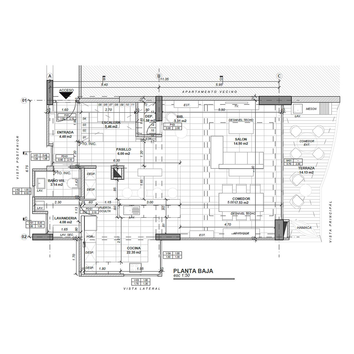 planta arquitectura remodelacion apartamento duplex Caracas dise&ntilde;o interior