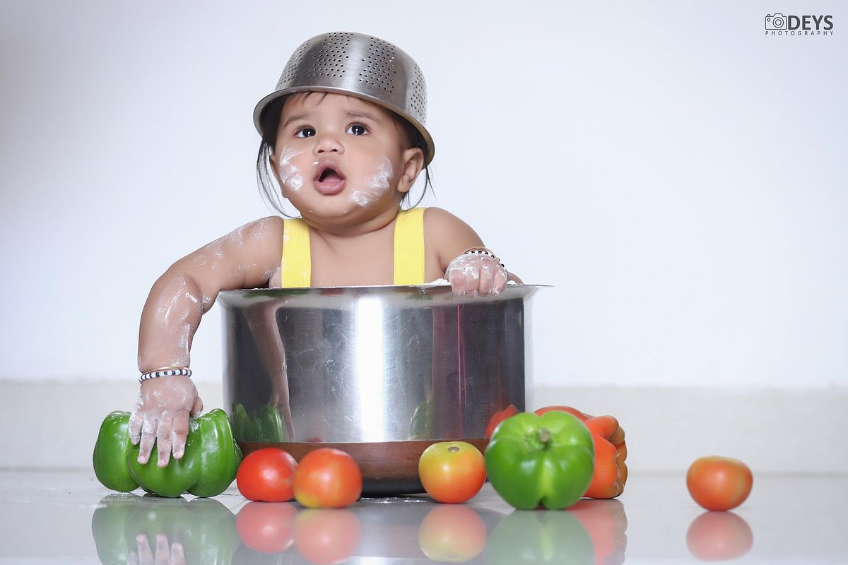 Baby shoot with kitchen theme