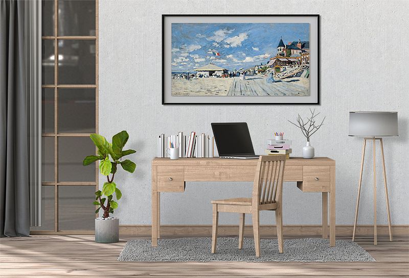 The Boardwalk on the Beach at Trouville – A French Scene Through Monet’s Magical Brush by Claude Mon