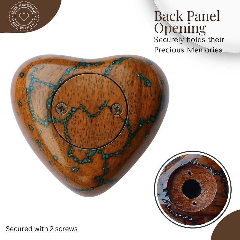 Heart Shape Small Wood Keepsake Urn | Wood mixed with Epoxy Resin