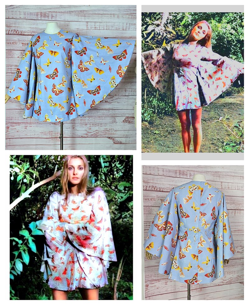Sharon's Blue Bell Sleeve Butterfly Dress