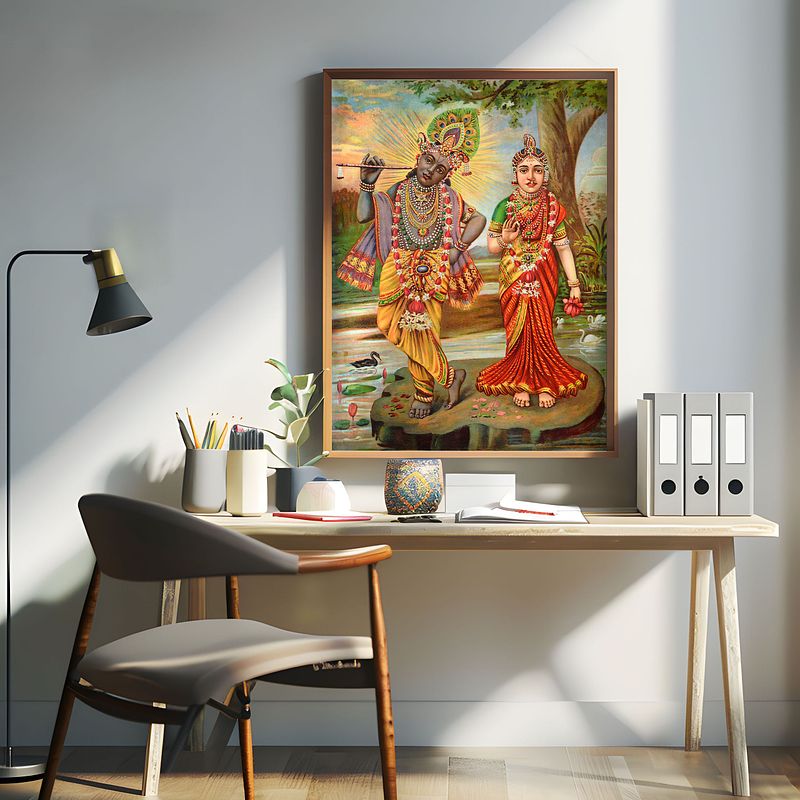 Murli Manohar Radhe Shyam – A Divine Depiction by Raja Ravi Varma
