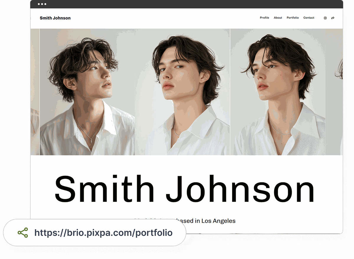 Actor portfolio website with inline showreel built on Pixpa