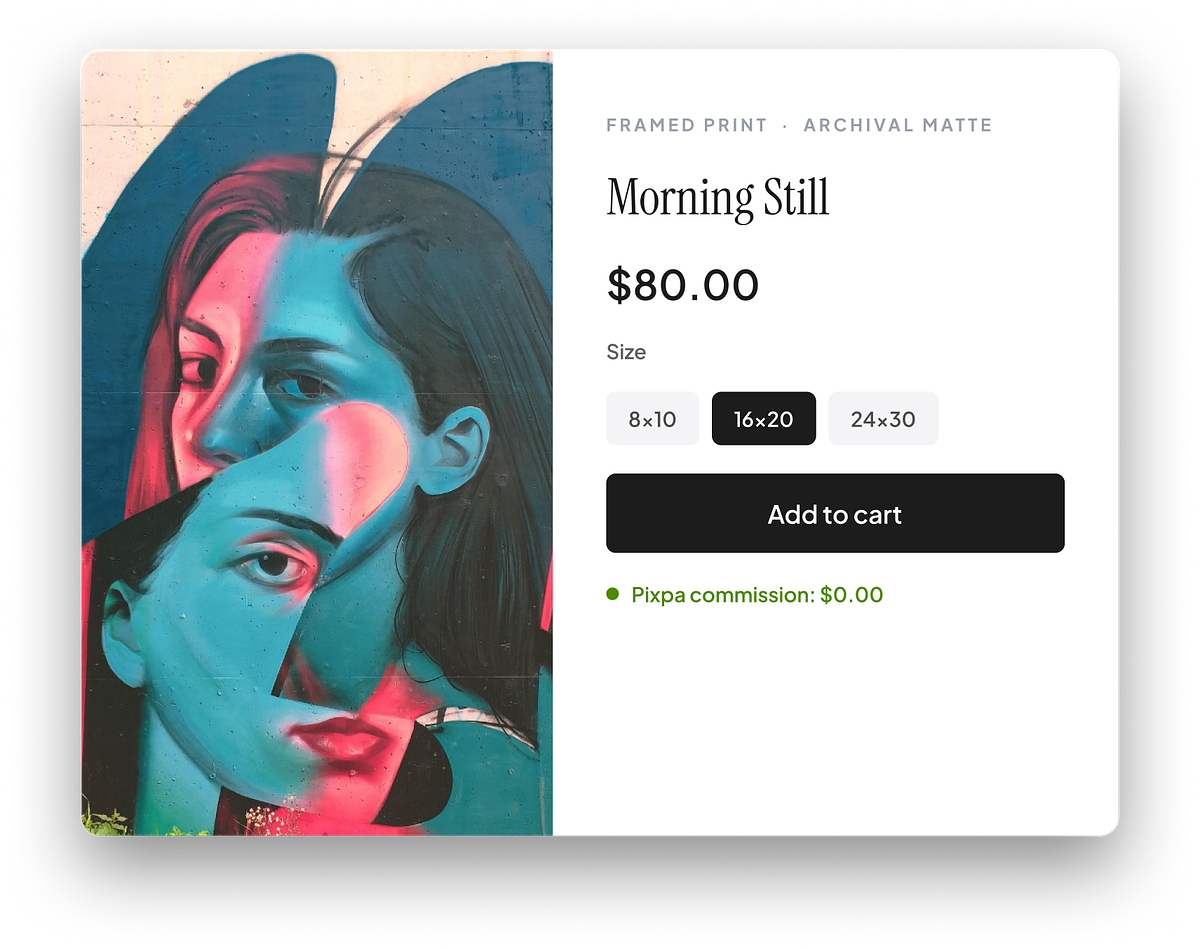 Art print store running on the same domain as the illustration portfolio