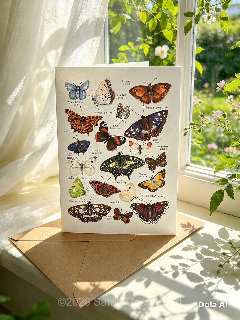 British Meadow Butterflies | Art Card | with Envelope