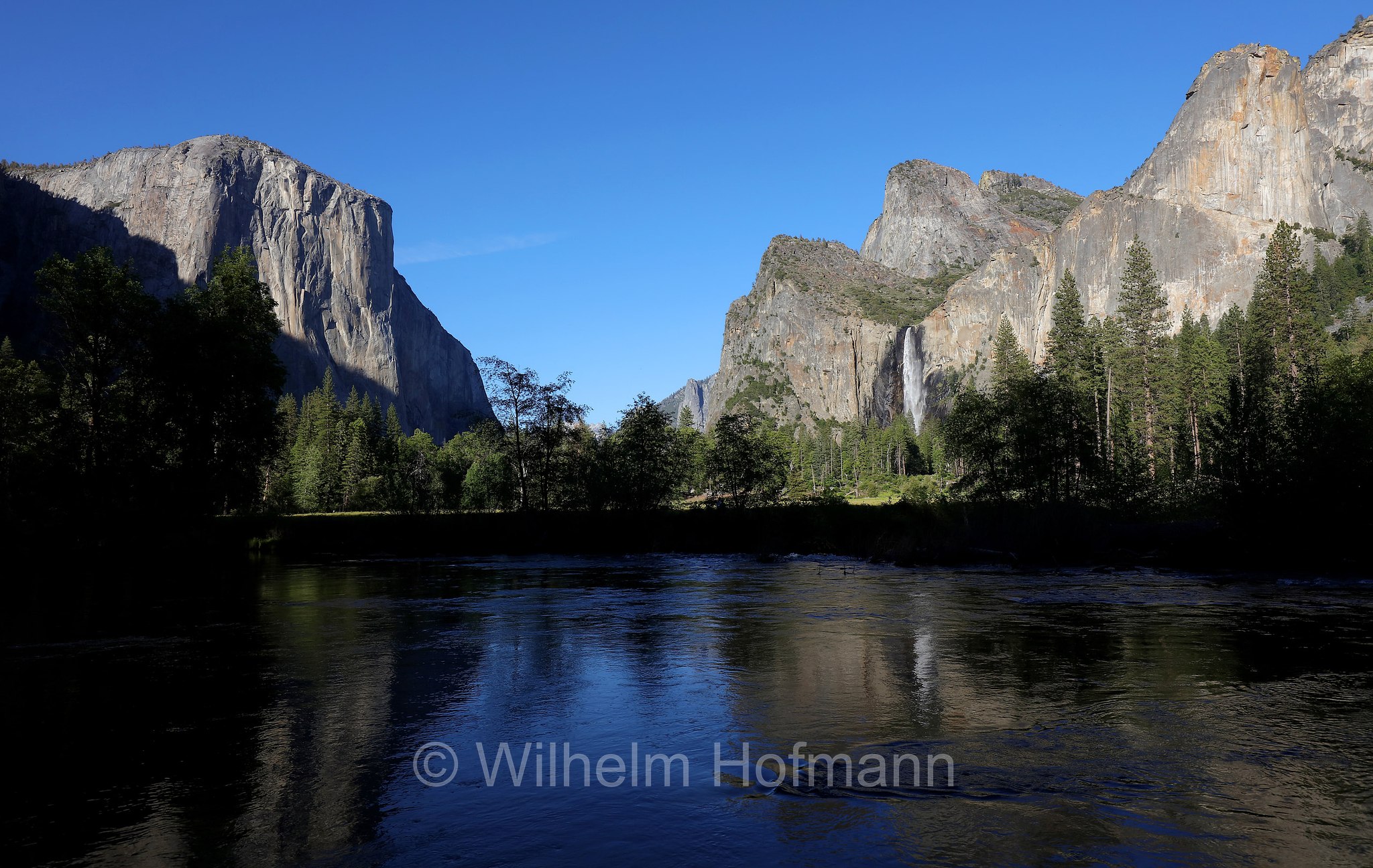 El Capitan Viewpoint, Bridalveil Falls, Yosemite Valley, Yosemite National Park, Yosemite-Nationalpark, Parco nazionale di Yosemite, Kalifornien, California, USA