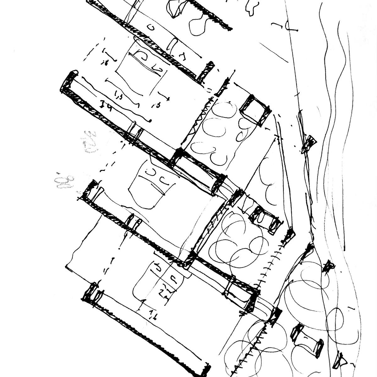 boceto arquitectura concepto muros de paja organizaci&oacute;n espacial