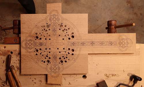 Reliquary pierced and ready for cutting