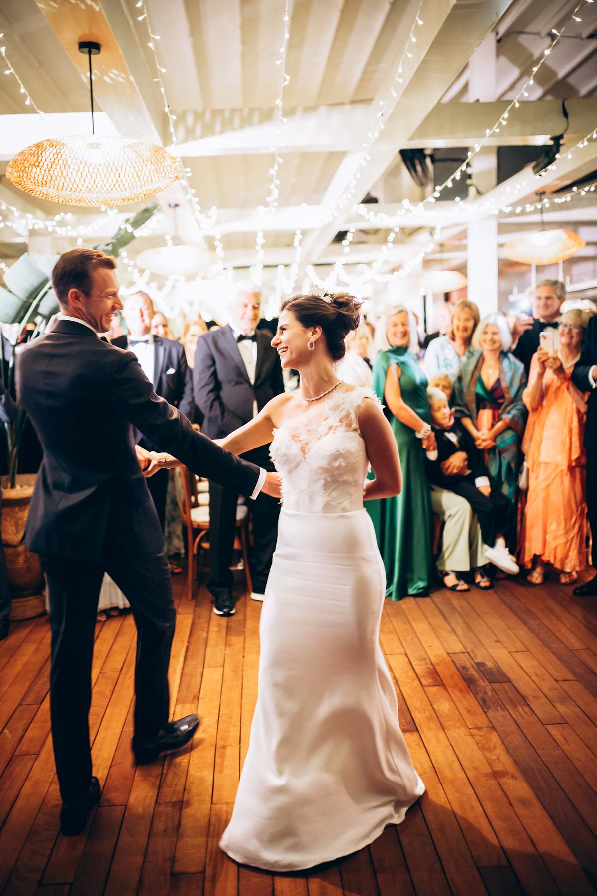 Aylin and Kristian dancing as guests gather around at D-Resort Göcek