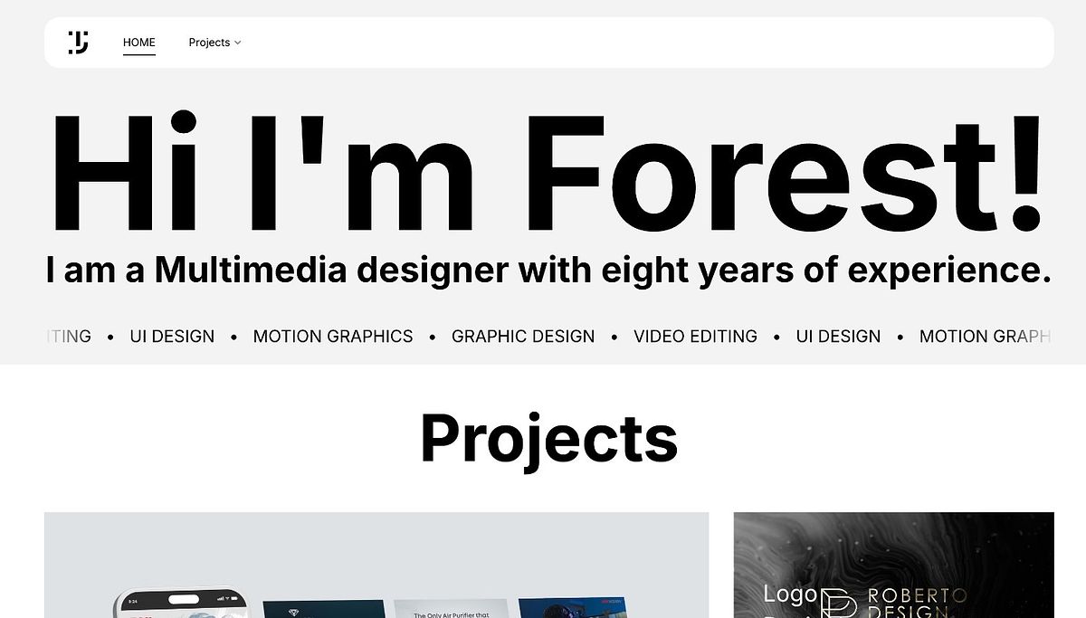 Forest multidisciplinary designer portfolio homepage